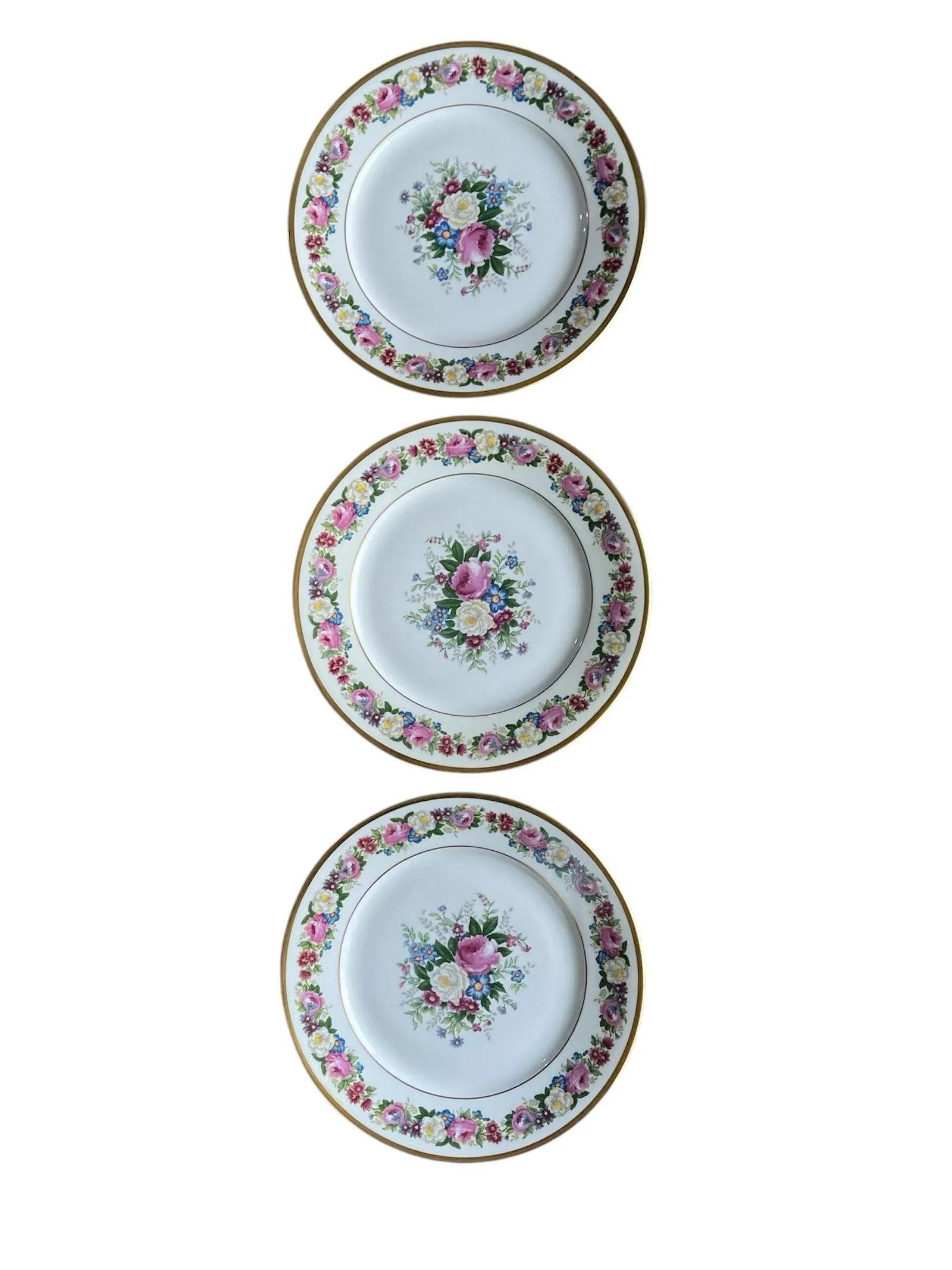 1908 Vintage Bernardaud & Cie Limoges France Hand Painted "Roses & Violets" Floral Plates- Set of 9 - 3