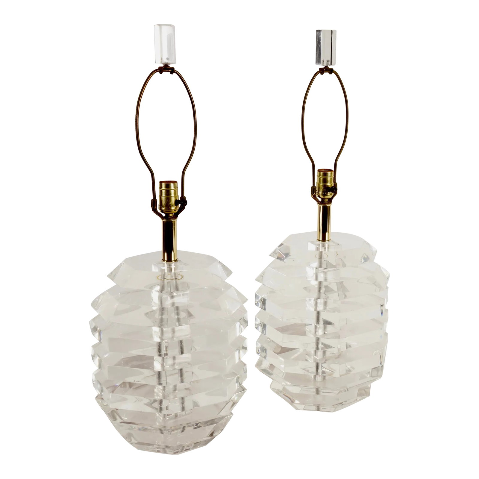 Vintage Mid Century Modern Stacked Lucite "Beehive" Table Lamps in the Style of George Bullio - a Pa (1 of 6)