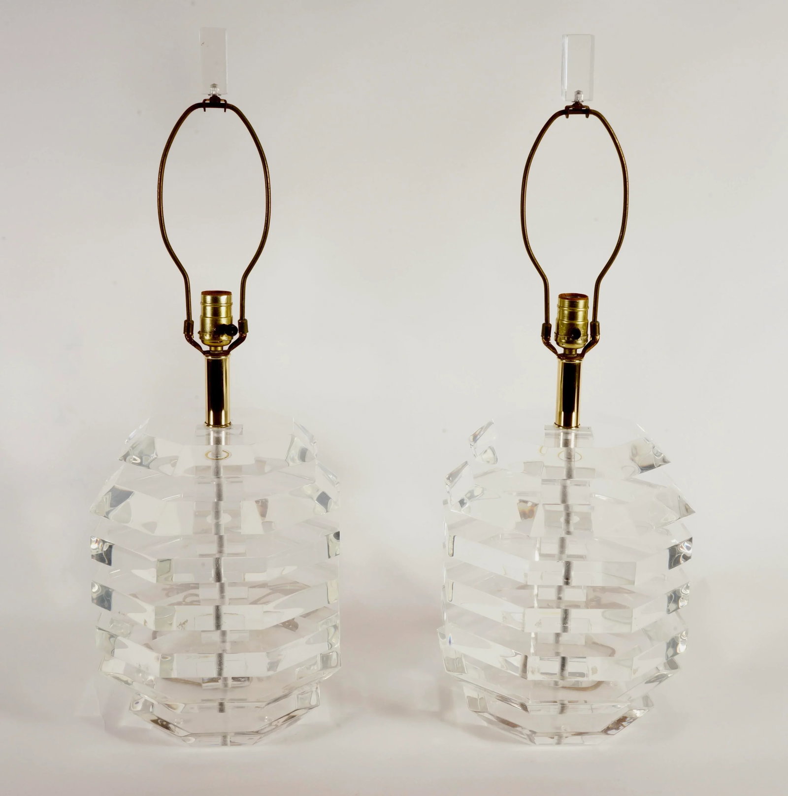 Vintage Mid Century Modern Stacked Lucite "Beehive" Table Lamps in the Style of George Bullio - a Pa - 2