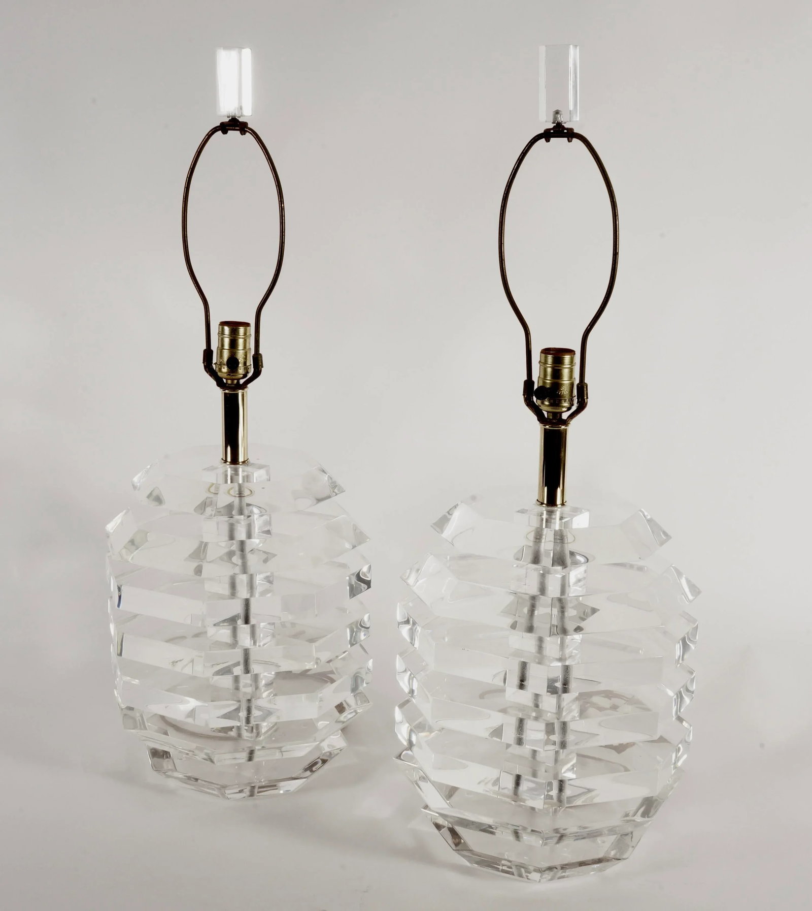 Vintage Mid Century Modern Stacked Lucite "Beehive" Table Lamps in the Style of George Bullio - a Pa - 5