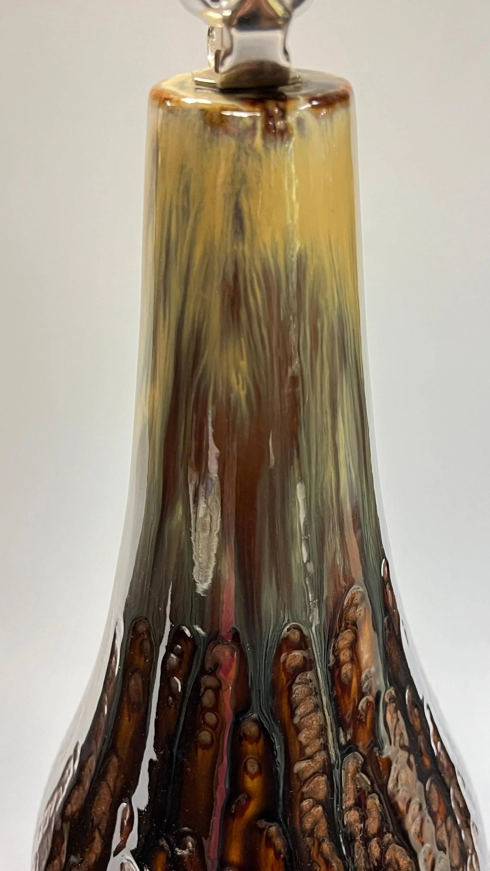 Mid-Century Modern Amber and Brown Glazed Ceramic Table Lamps - A Pair - 11