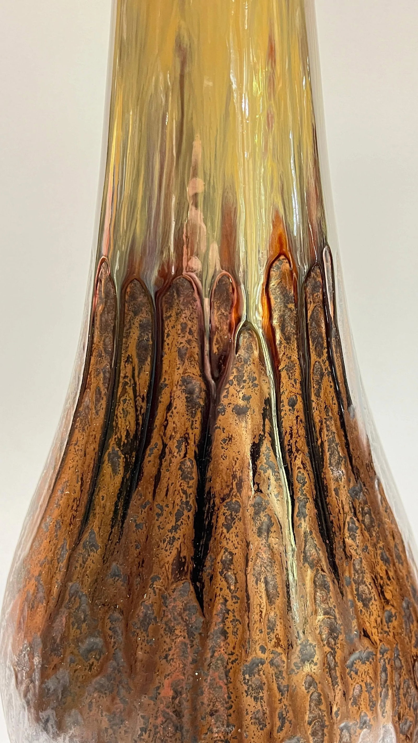 Mid-Century Modern Amber and Brown Glazed Ceramic Table Lamps - A Pair - 6