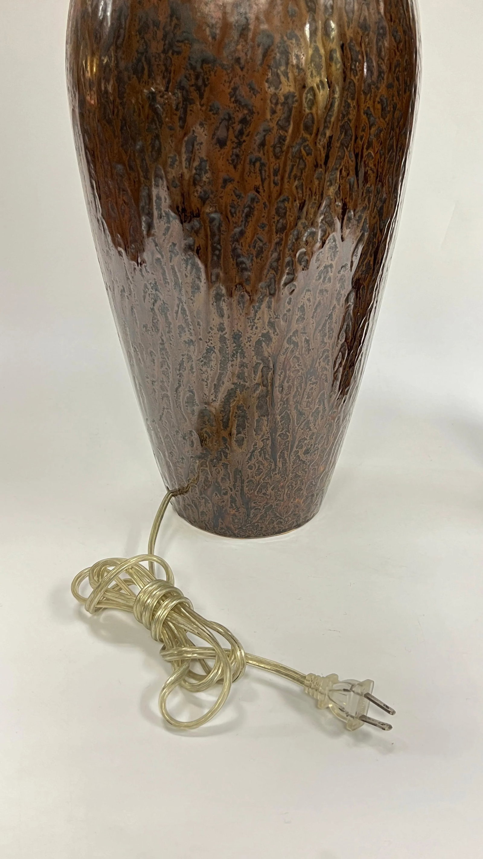 Mid-Century Modern Amber and Brown Glazed Ceramic Table Lamps - A Pair - 9