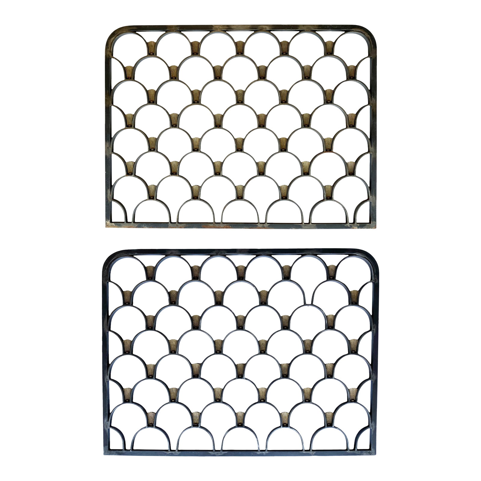 Pair of Art-Deco Architectural Grates in Brass and Steel (1 of 11)