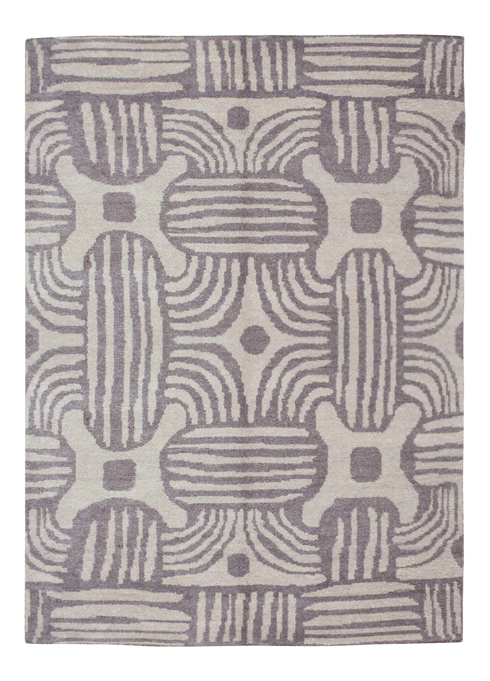 6' X 9' Gray Hand-Knotted Wool Rug- 2020 Aara Rugs: Hand knotted of top quality natural dyed wool and cotton in Afghanistan. This unique and innovative modern design Rug is an eye catching example that beautifully showcases some of the stunning modern 