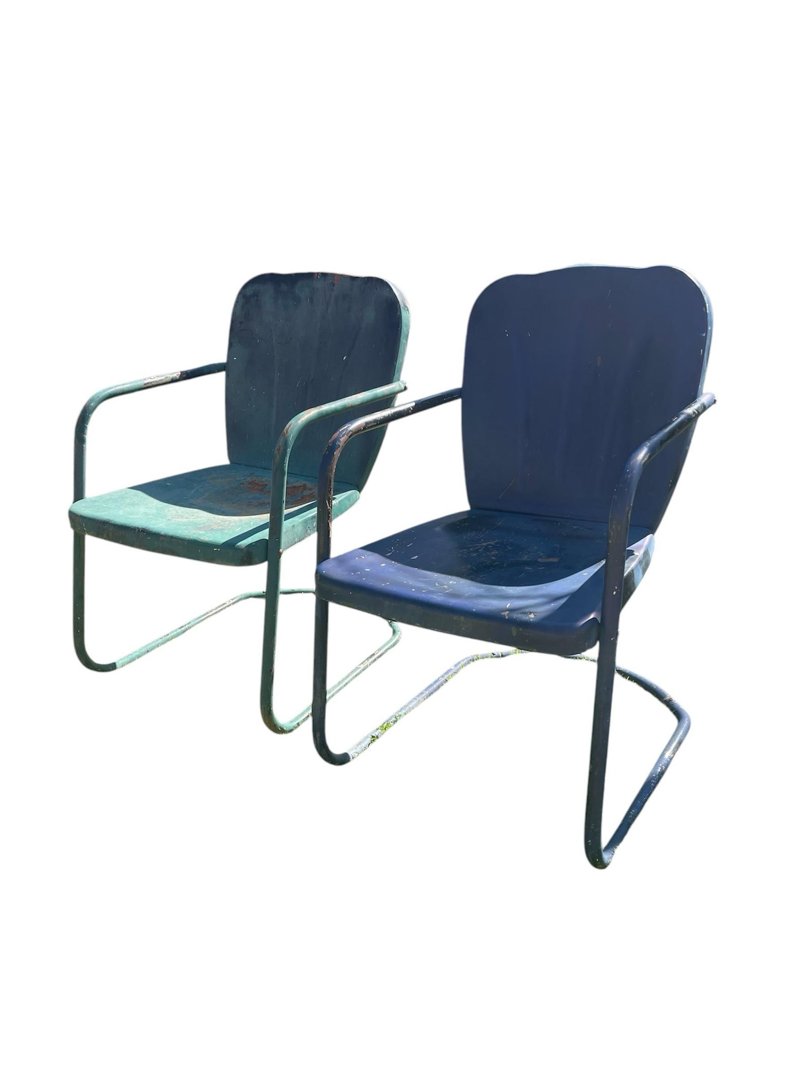 Vintage Metal Mid Century Outdoor Chairs ~ Set of 2 - 2