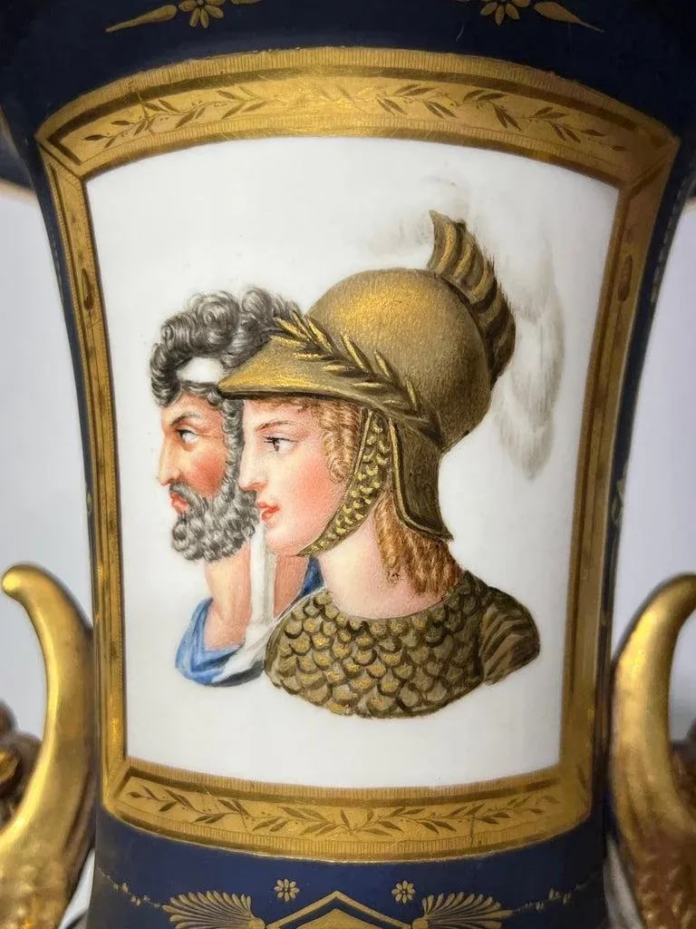 Pair of 19th Century Neoclassical Paris Porcelain Campana Form Vases - 2