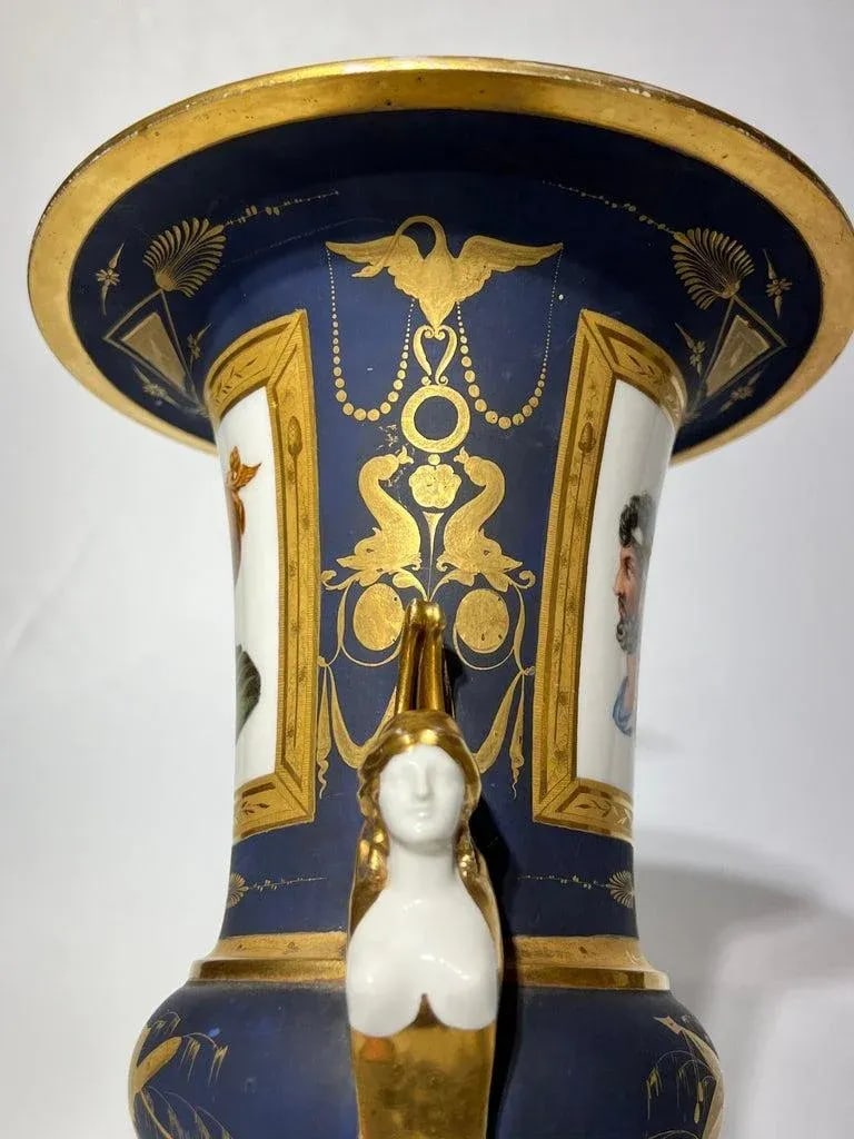 Pair of 19th Century Neoclassical Paris Porcelain Campana Form Vases - 7