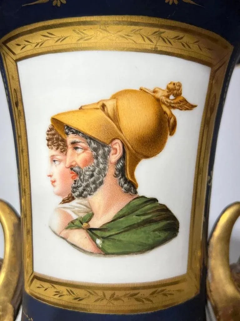 Pair of 19th Century Neoclassical Paris Porcelain Campana Form Vases - 8