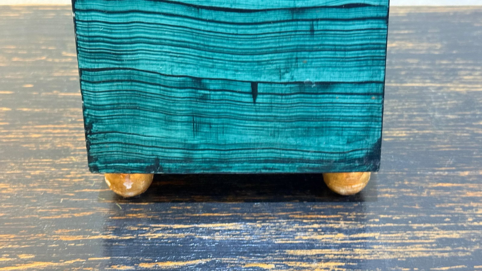 1960s Monumental Pair Faux Malachite Obelisks on Gold Ball Feet - 6