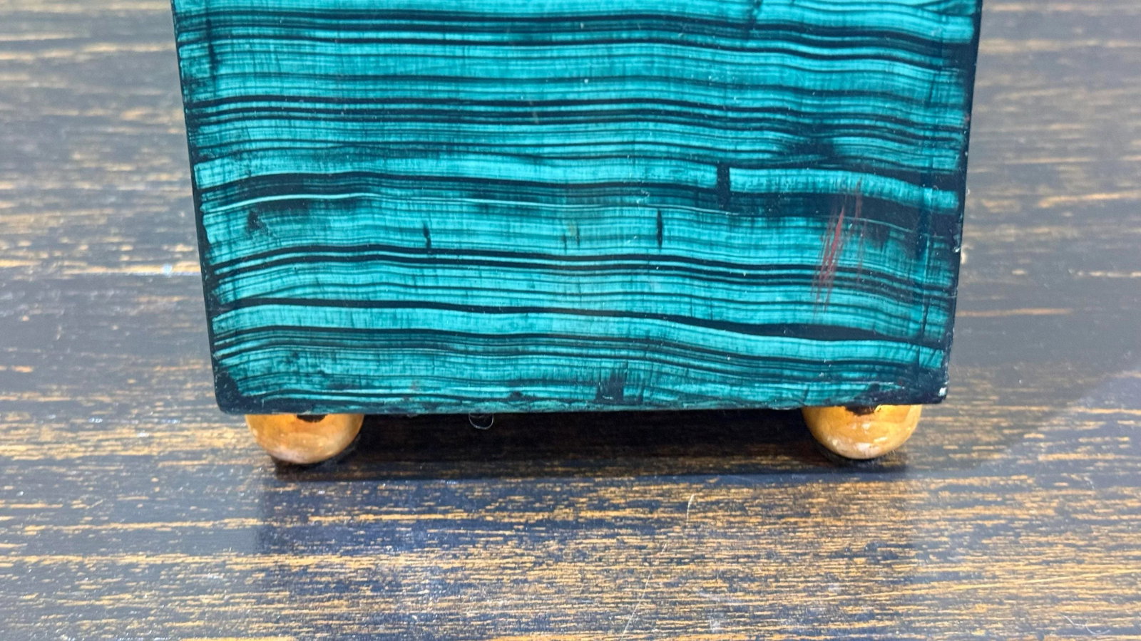 1960s Monumental Pair Faux Malachite Obelisks on Gold Ball Feet - 7