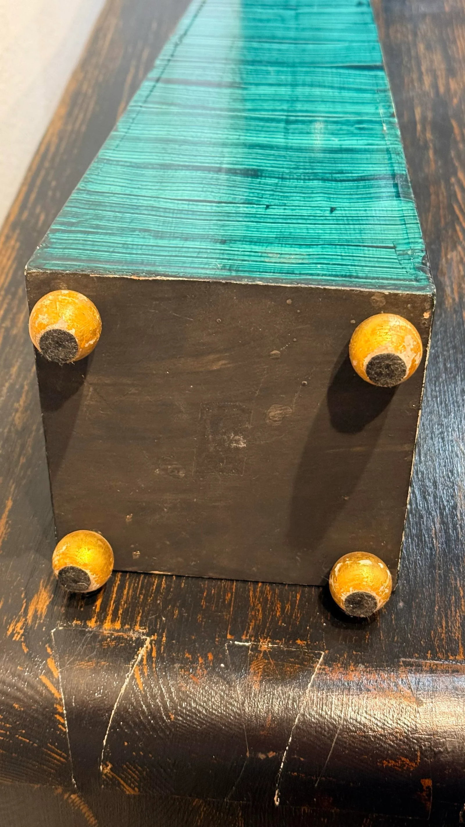 1960s Monumental Pair Faux Malachite Obelisks on Gold Ball Feet - 8