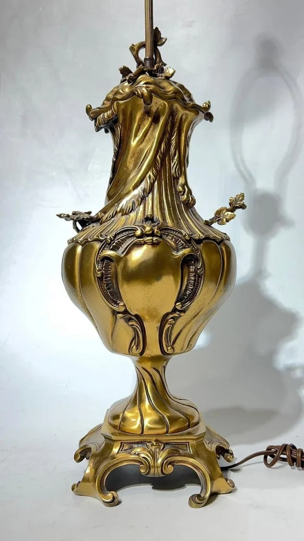 Pair Antique French Gilt Bronze Tables Lamps in the Louis XV Style - 2