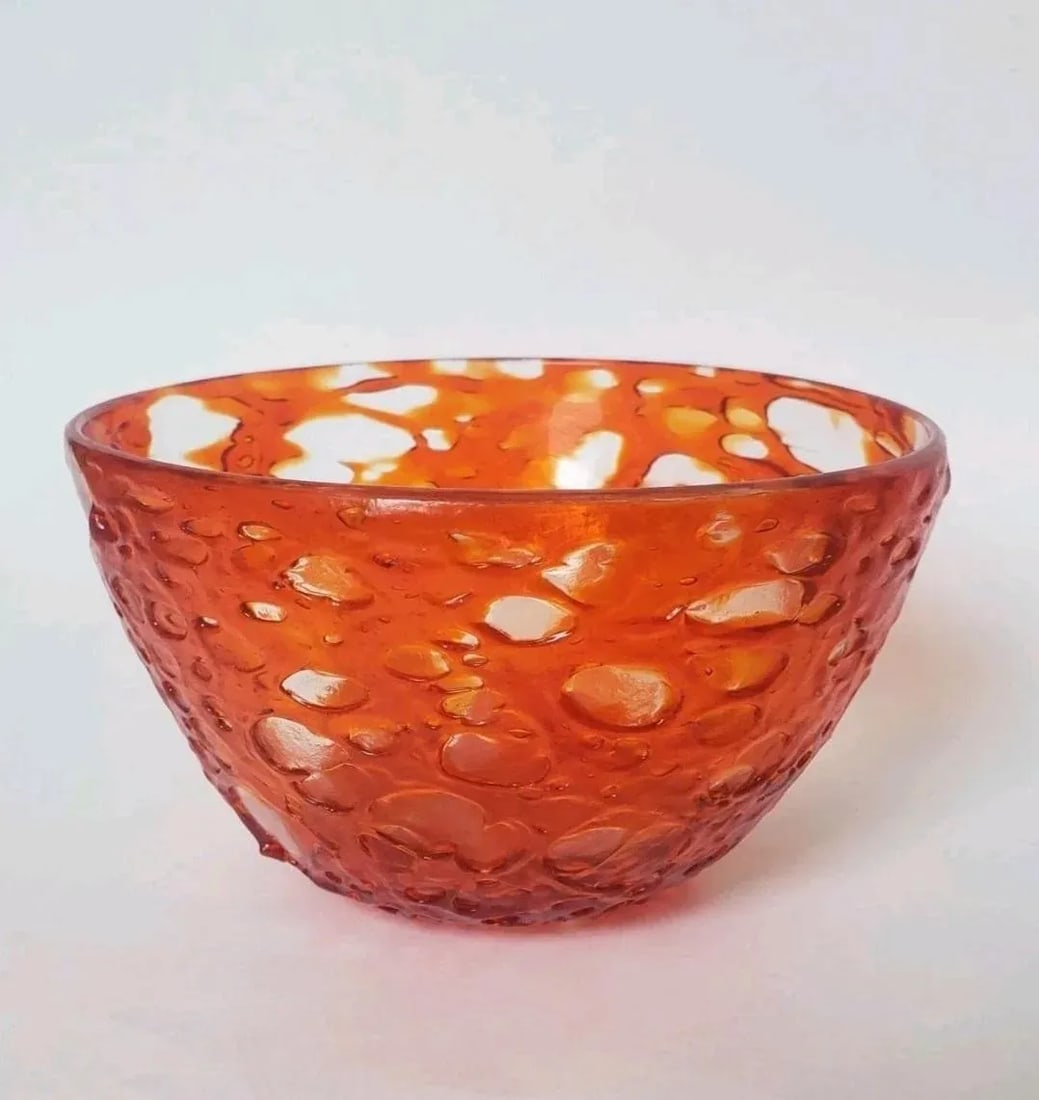 Early 1900s Murano Blown Glass Bowl Fratelli Toso Attributed to Hans Stoltenberg-Lerche Red Orange - 2