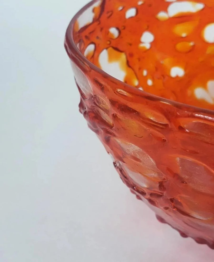 Early 1900s Murano Blown Glass Bowl Fratelli Toso Attributed to Hans Stoltenberg-Lerche Red Orange - 3