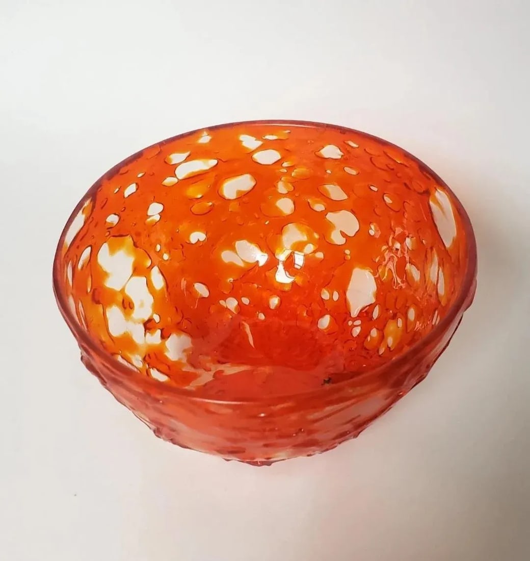 Early 1900s Murano Blown Glass Bowl Fratelli Toso Attributed to Hans Stoltenberg-Lerche Red Orange - 4