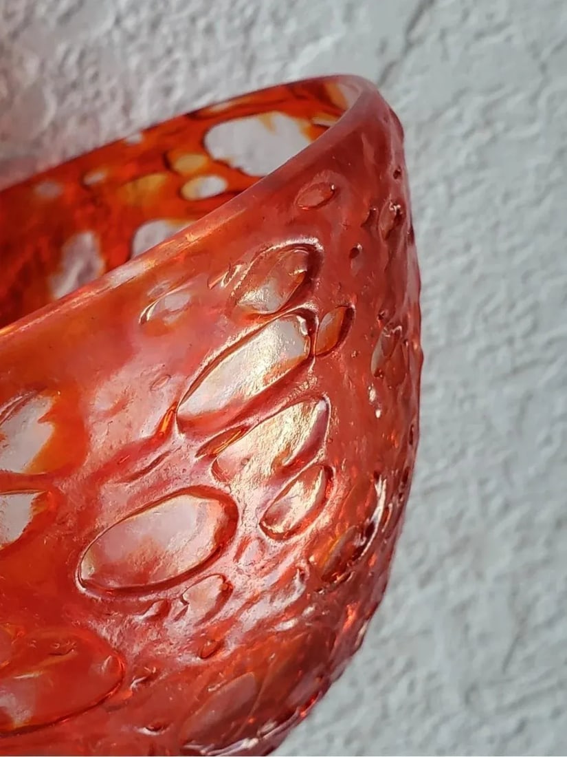 Early 1900s Murano Blown Glass Bowl Fratelli Toso Attributed to Hans Stoltenberg-Lerche Red Orange - 6