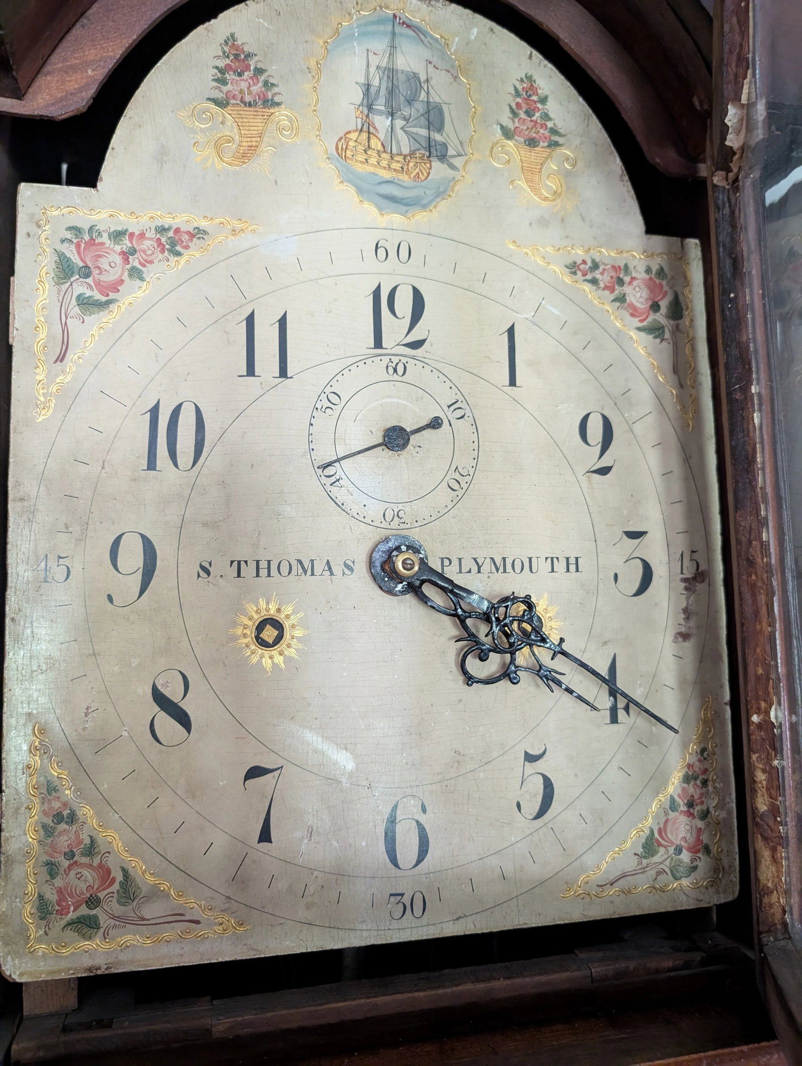 Early 19th Century S Thomas Plymouth Tall Case American Grandfather Clock - 2