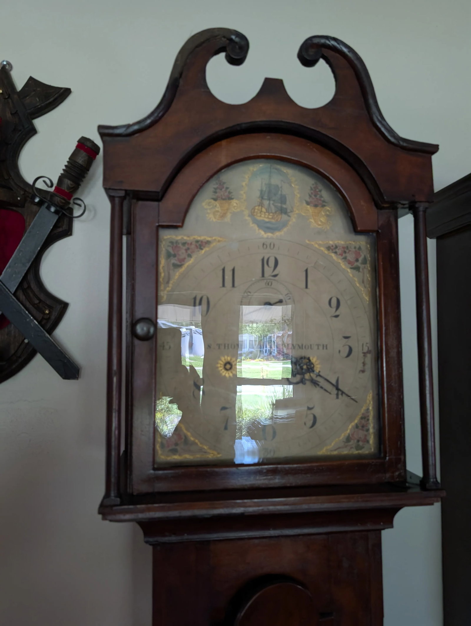 Early 19th Century S Thomas Plymouth Tall Case American Grandfather Clock - 4