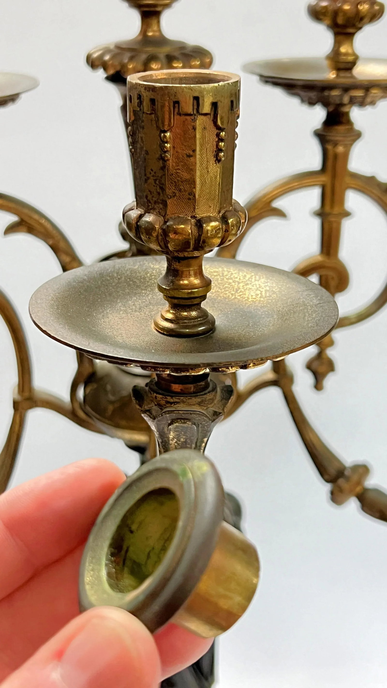 Pair 19th Century French Empire Style Rouge Marble and Bronze Candelabra - 7