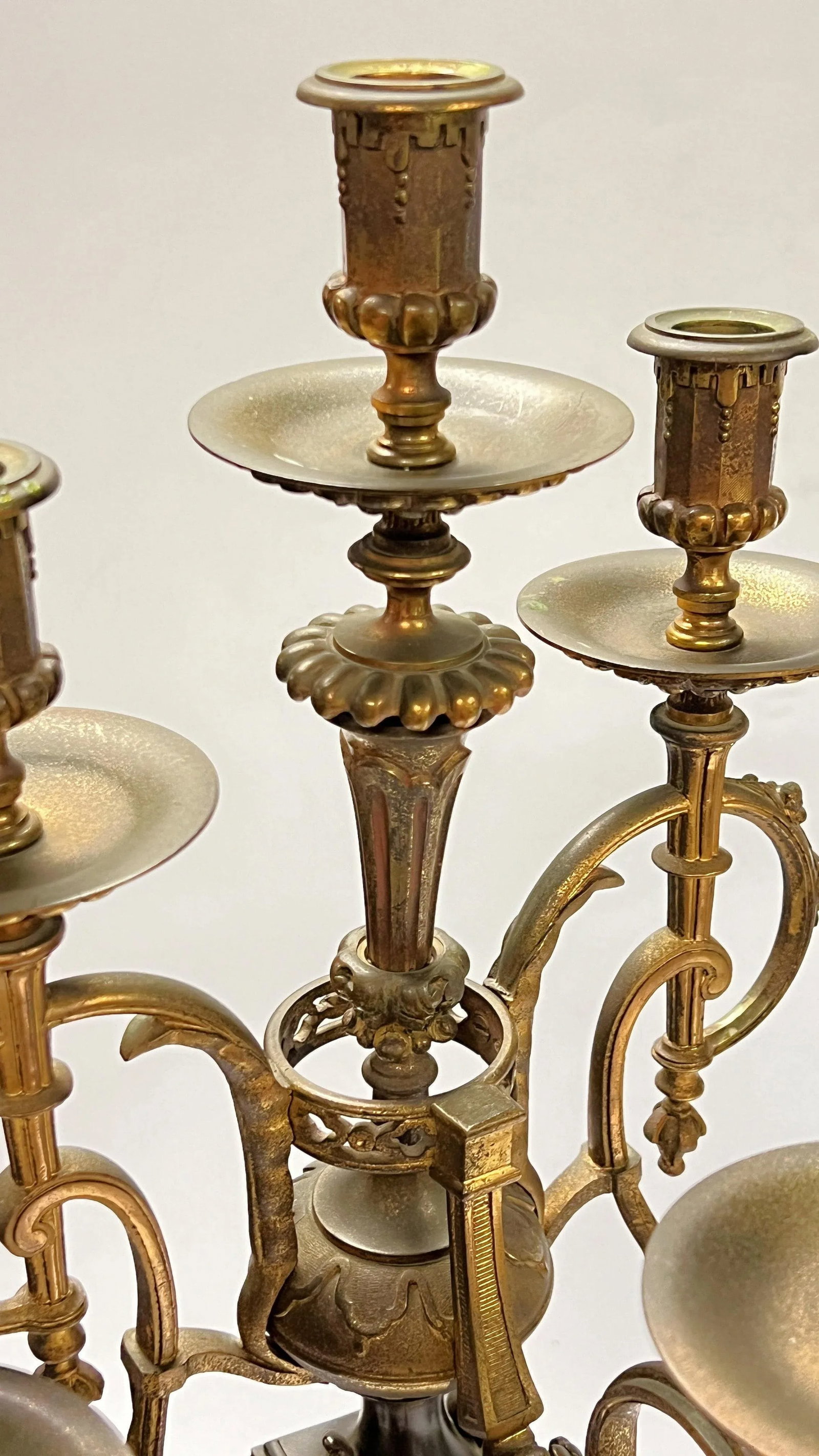 Pair 19th Century French Empire Style Rouge Marble and Bronze Candelabra - 8