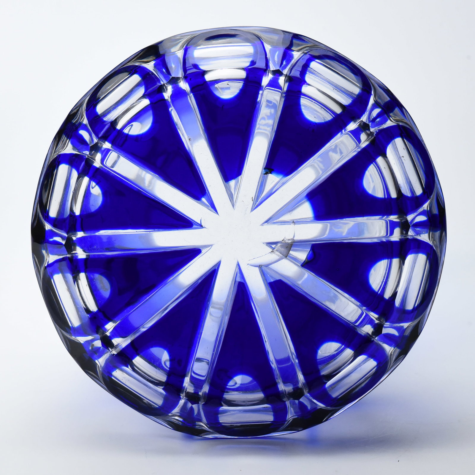 Mid 19th Century Cobalt Engraved and Cut Overlay Glass Pitcher - 7