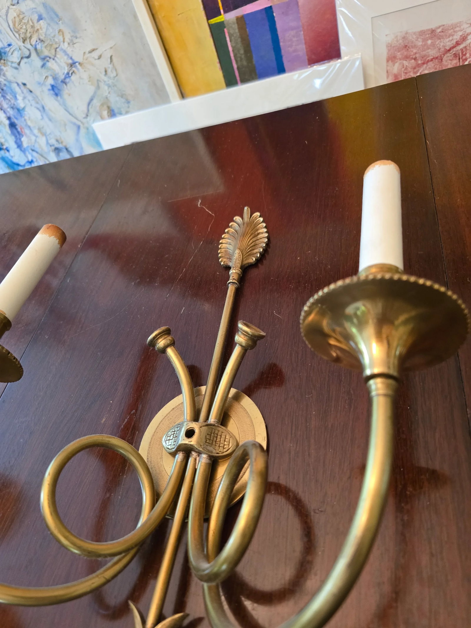 Pair of Vintage Hollywood Regency Empire Sconces - 7