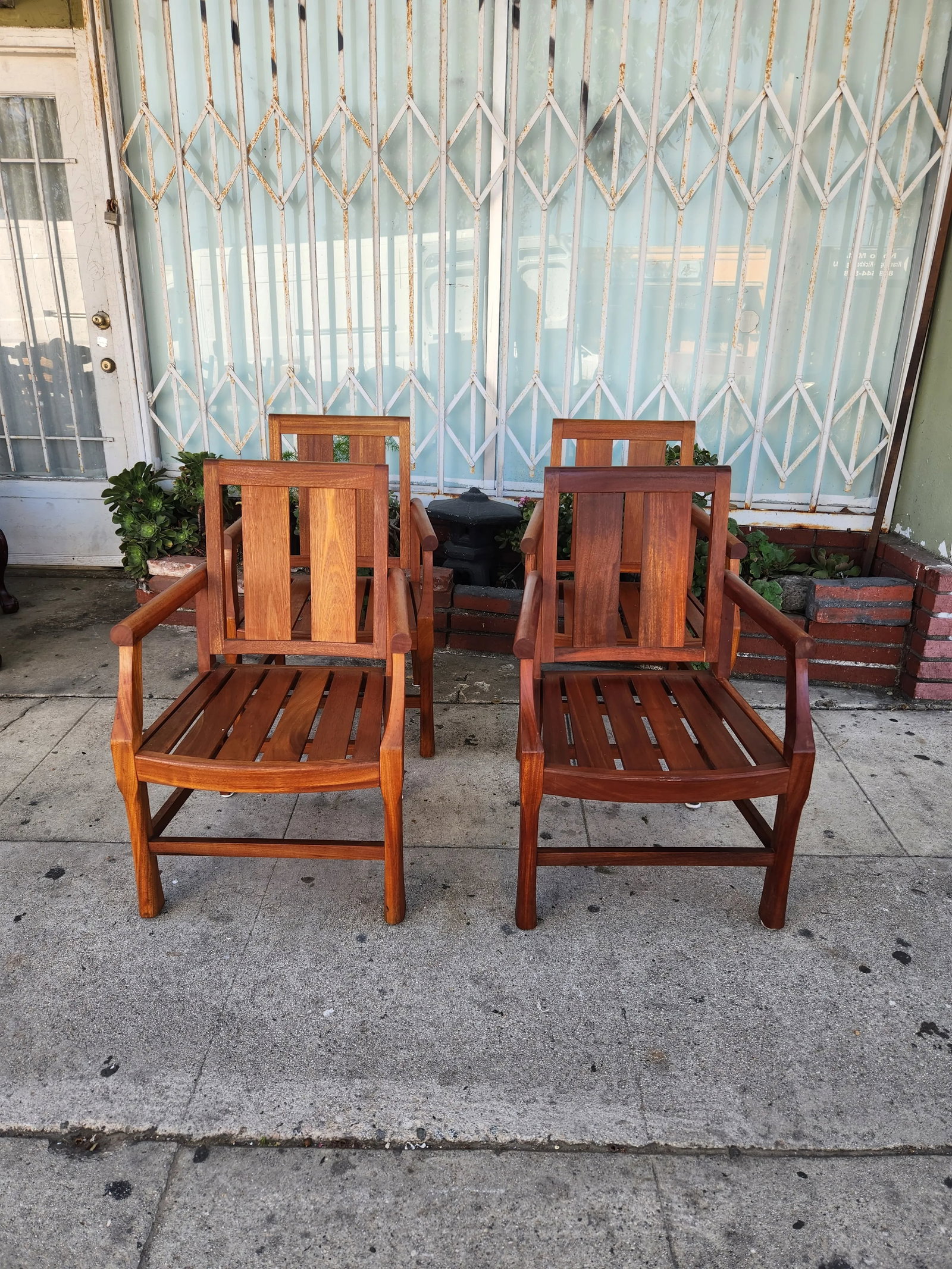 1980's Teak Patio Chairs - Set of 4 - 12