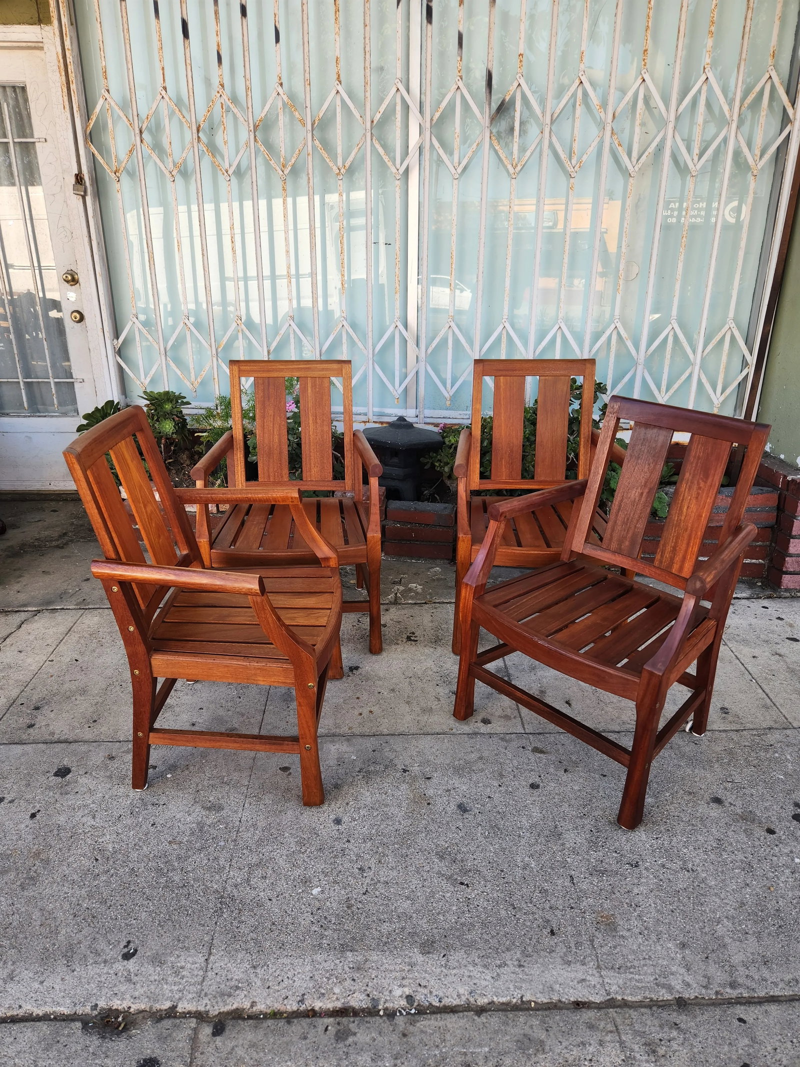 1980's Teak Patio Chairs - Set of 4 - 9