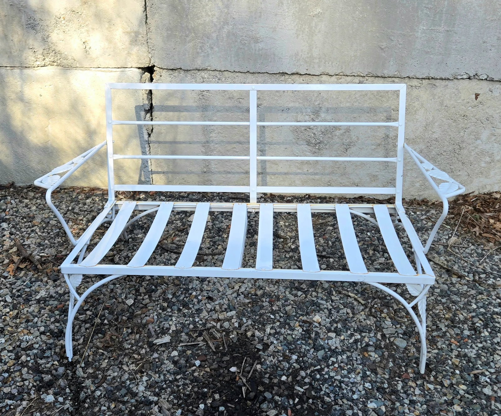Vintage Wrought Iron Outdoor Patio Loveseat/Settee - 2