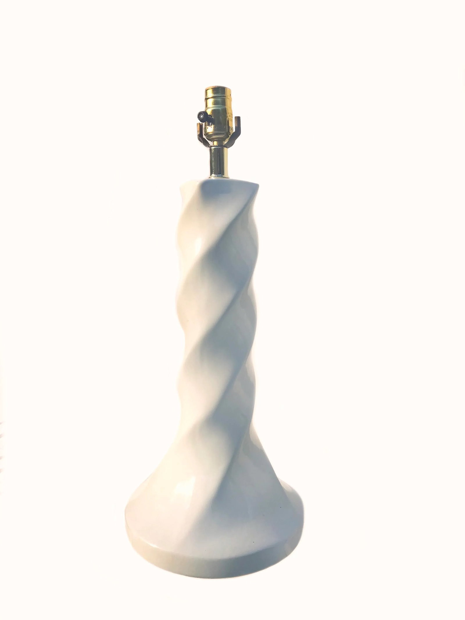 1980s Russel Wright Attributed White Glaze Ceramic Twist Form Table Lamp - 4