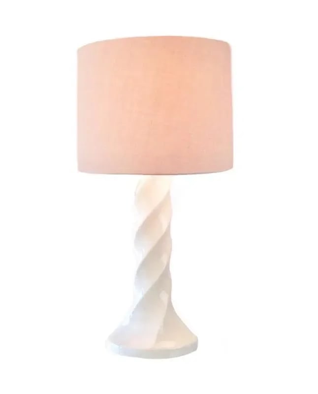 1980s Russel Wright Attributed White Glaze Ceramic Twist Form Table Lamp - 5