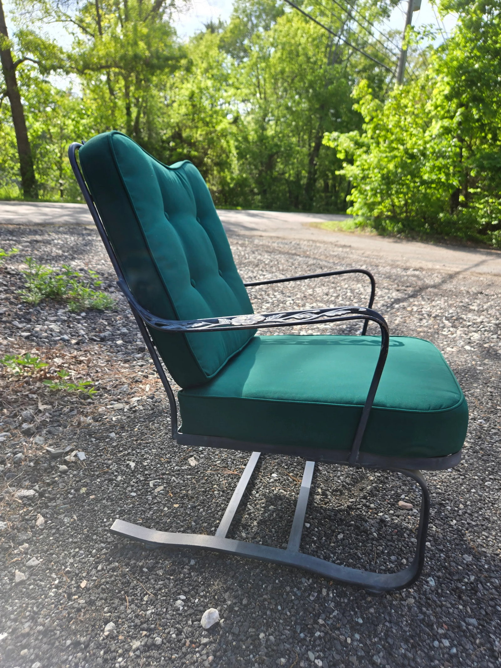 Vintage Wrought Iron Outdoor Patio Chair - 12