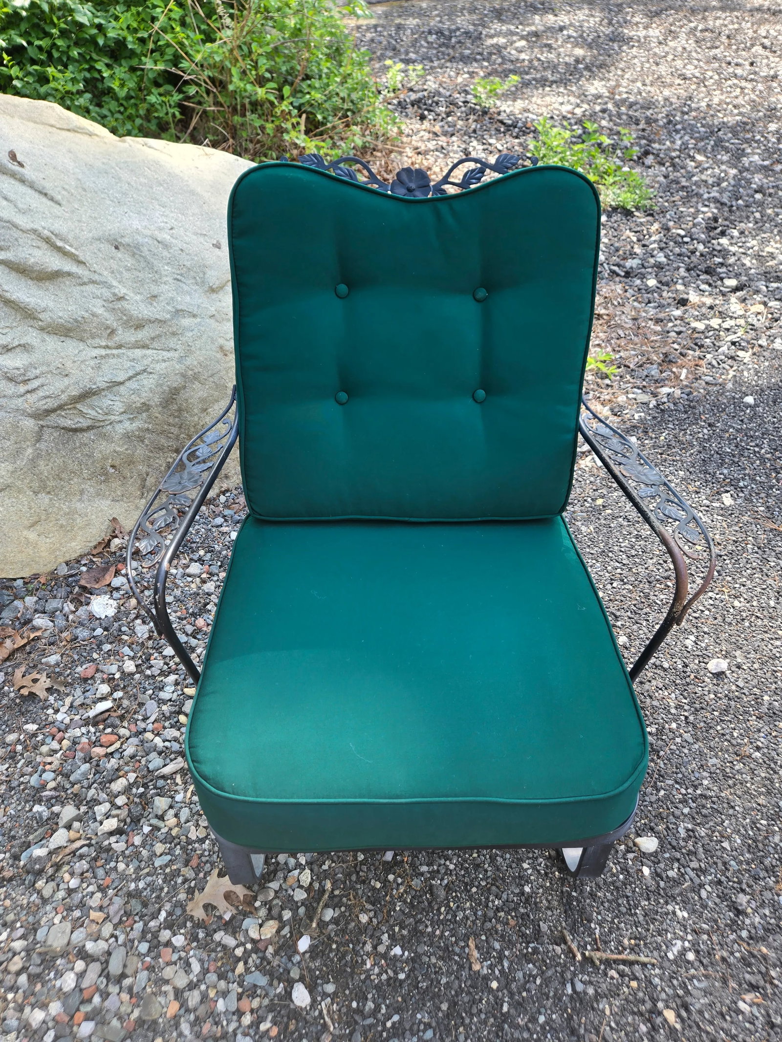 Vintage Wrought Iron Outdoor Patio Chair - 5
