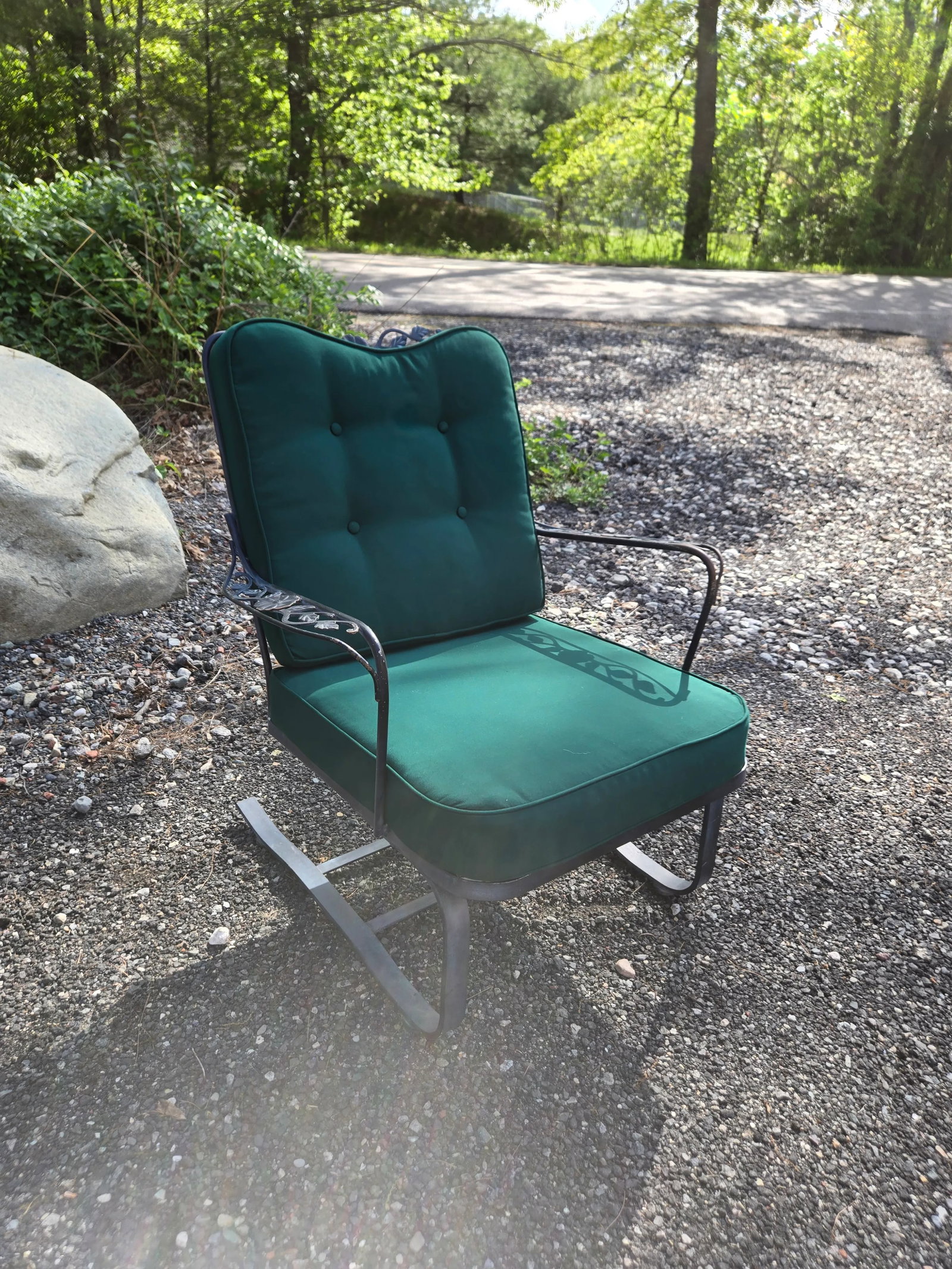 Vintage Wrought Iron Outdoor Patio Chair - 6