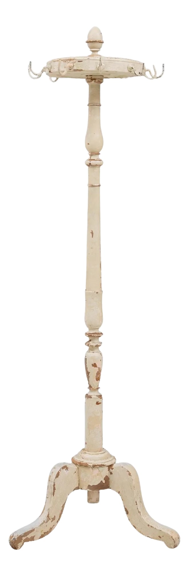 1900s French Wood White Patinated Floor Hanger (1 of 10)