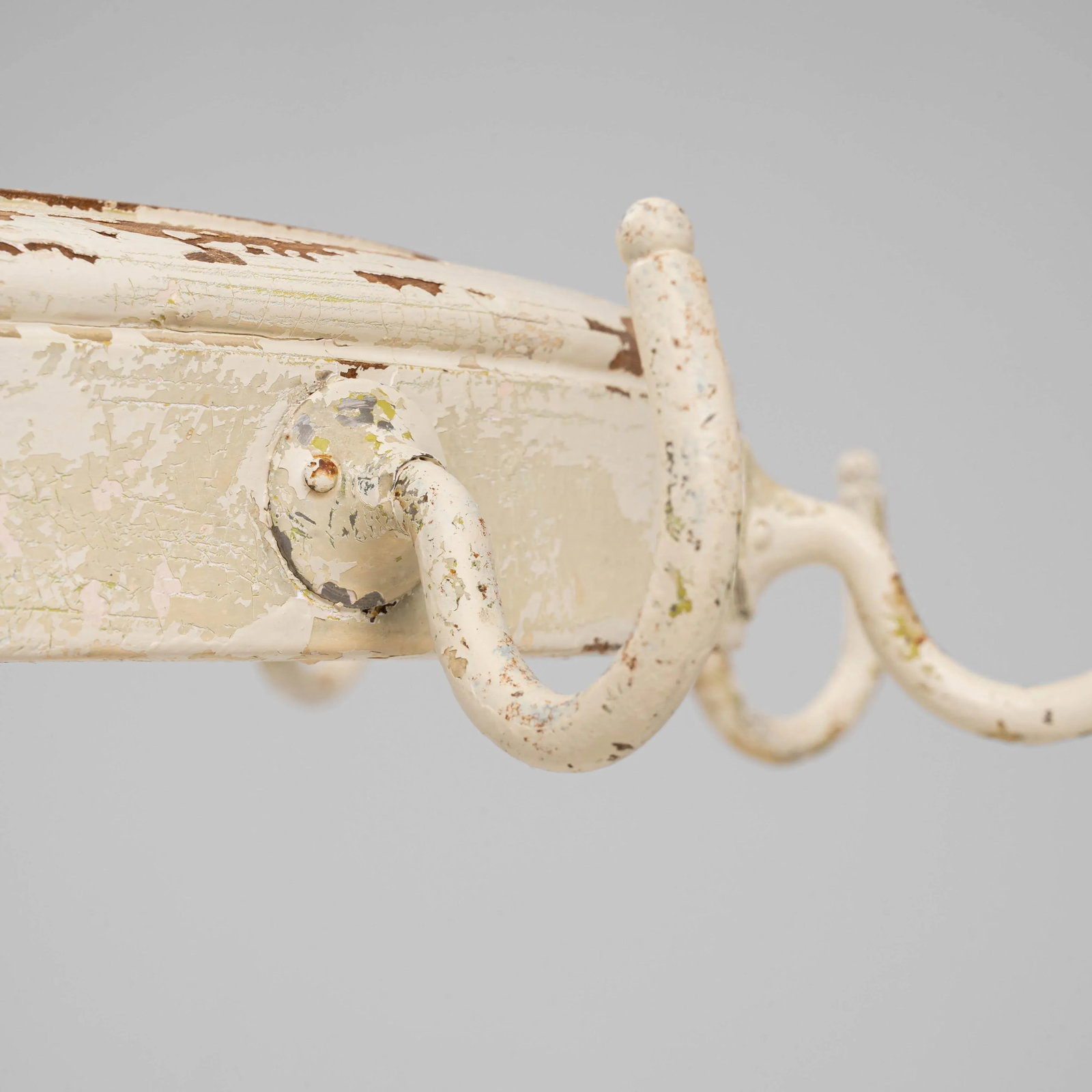 1900s French Wood White Patinated Floor Hanger - 2