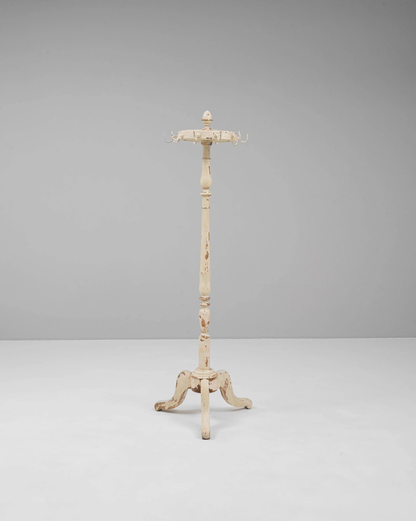 1900s French Wood White Patinated Floor Hanger - 5