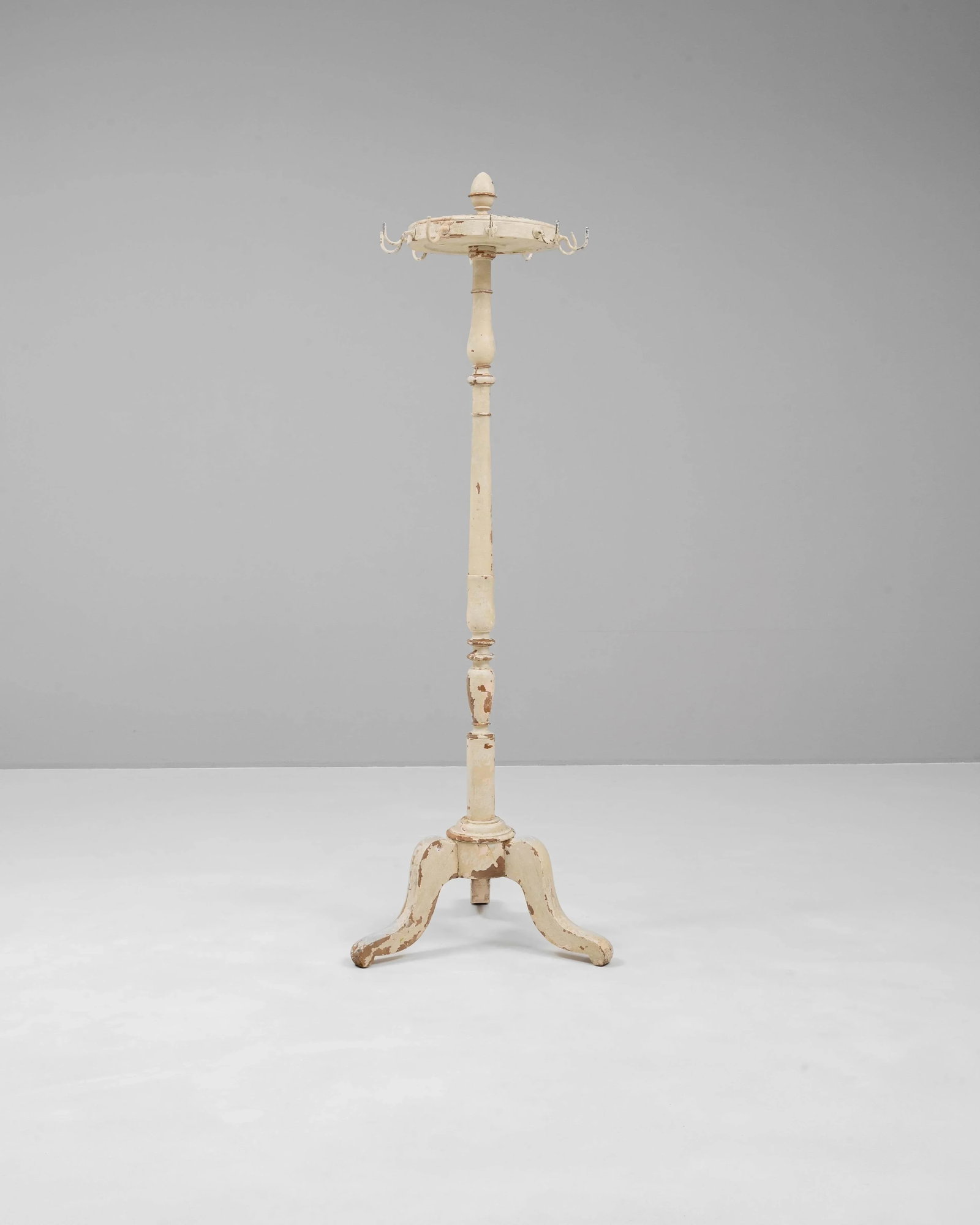 1900s French Wood White Patinated Floor Hanger - 7