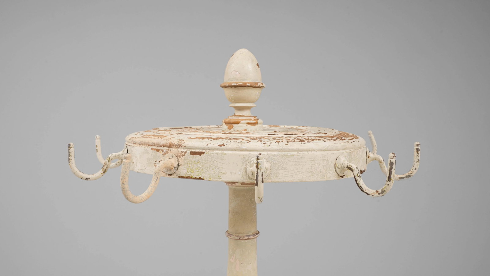 1900s French Wood White Patinated Floor Hanger - 8
