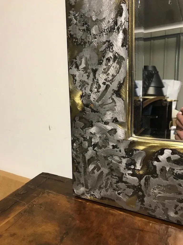Mid Century Modern Brass and Aluminum Mirror - 12