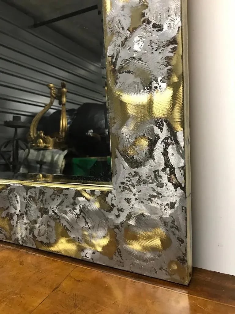 Mid Century Modern Brass and Aluminum Mirror - 2