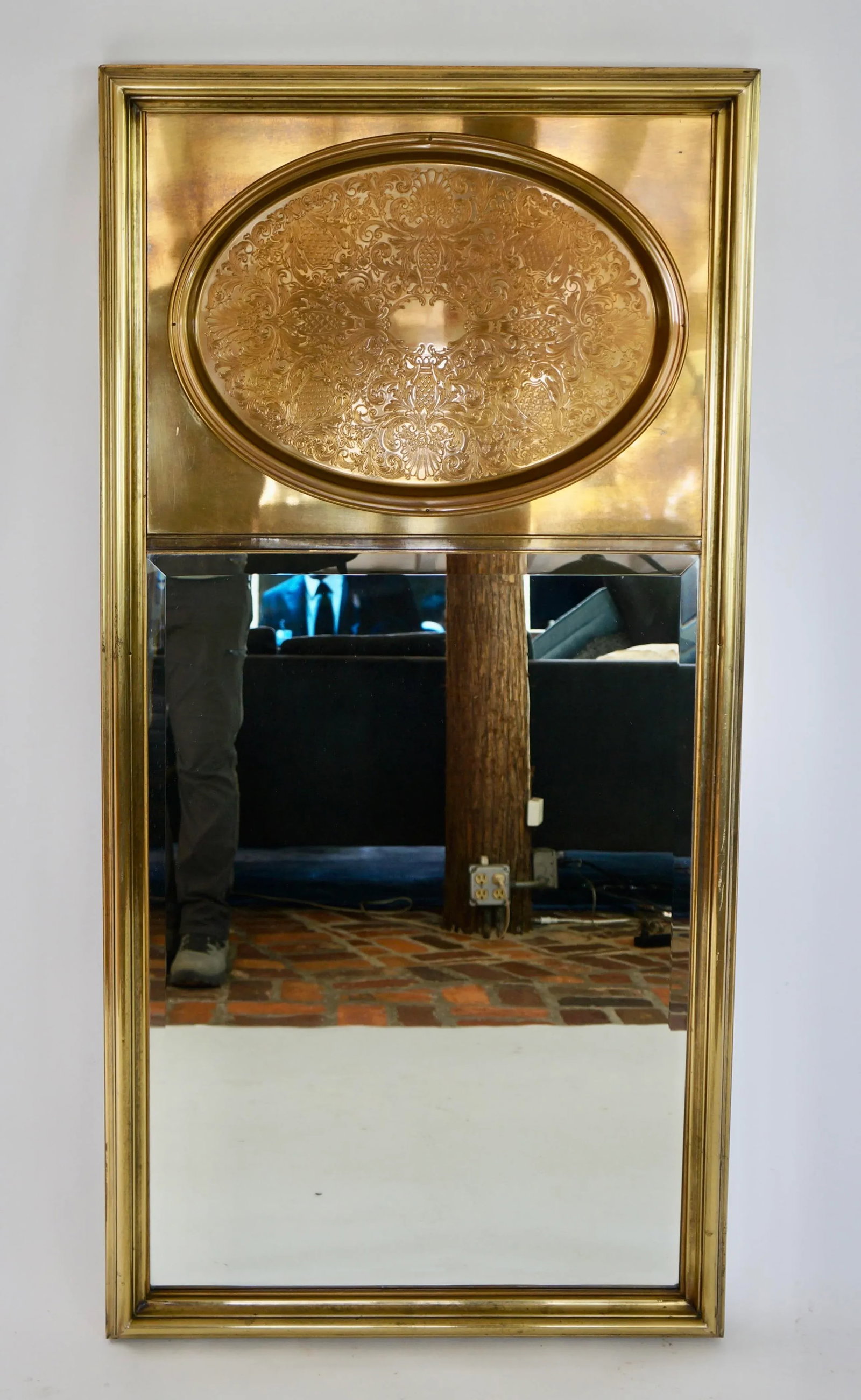 Vintage Mastercraft Brass Wall Mirror - 10