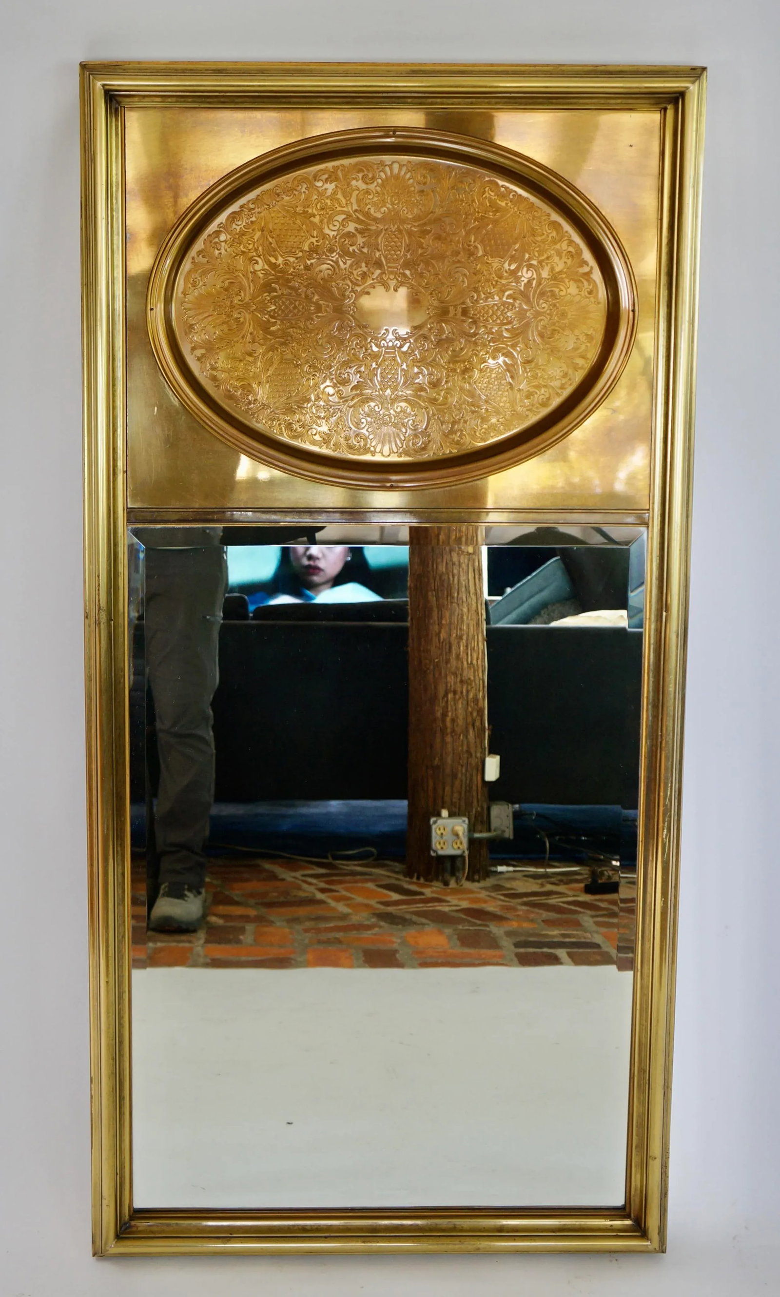 Vintage Mastercraft Brass Wall Mirror - 2