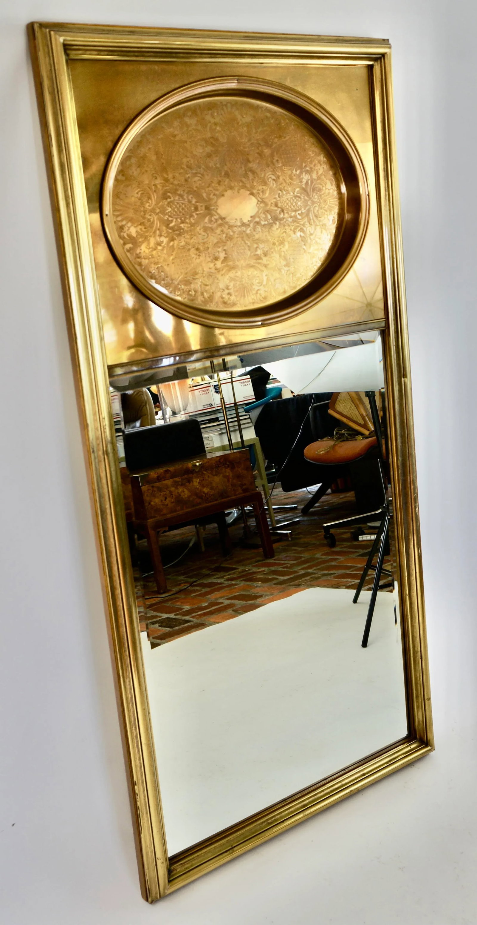 Vintage Mastercraft Brass Wall Mirror - 3