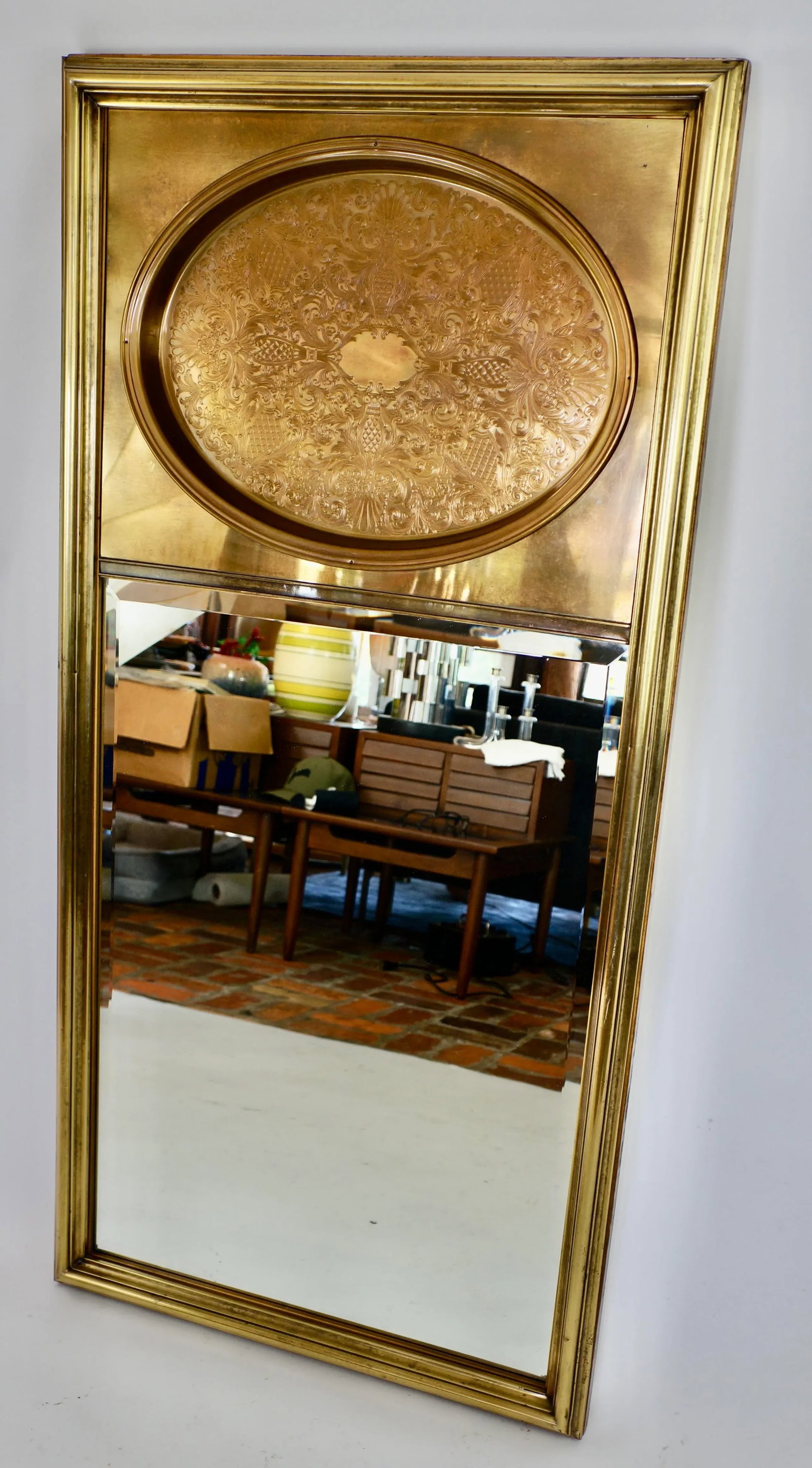 Vintage Mastercraft Brass Wall Mirror - 4