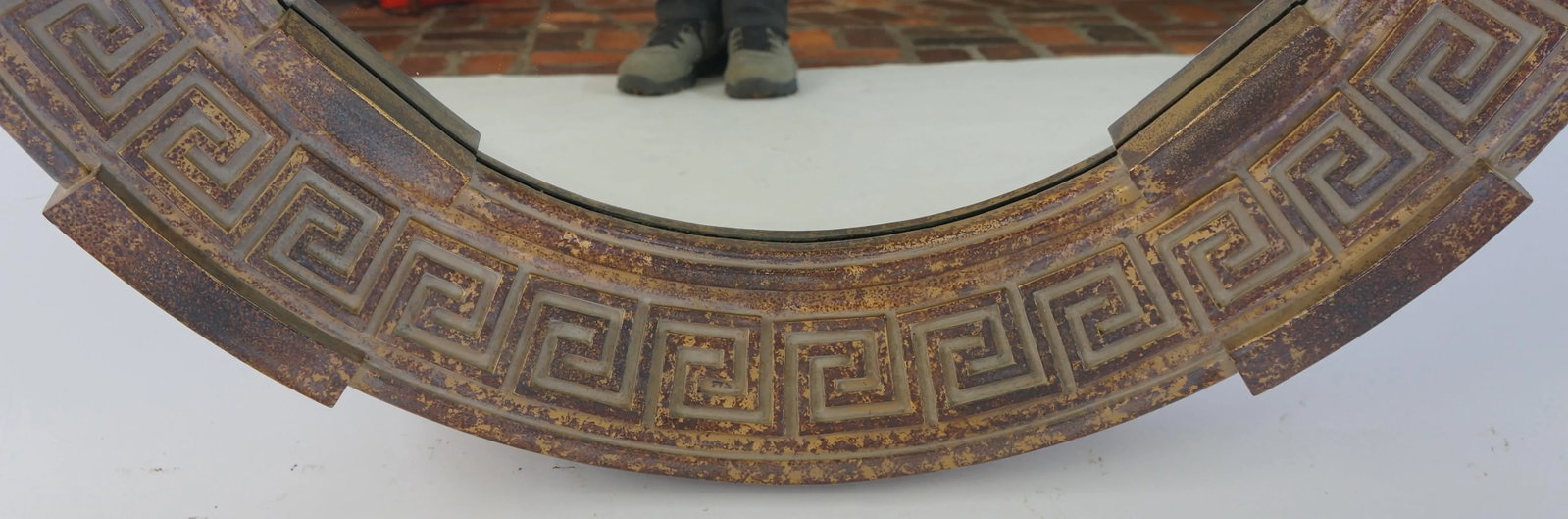 1980s Round Greek Key Wall Mirror - 4