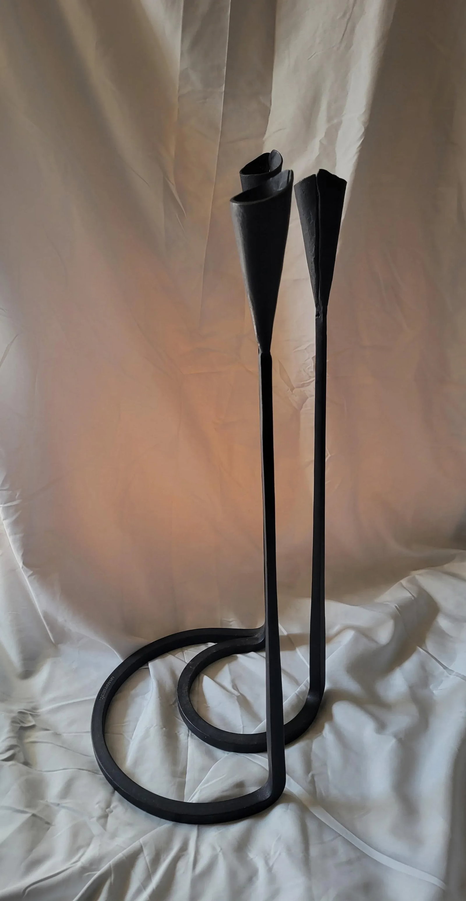 Brutalist 70s Wrought Iron Candleholder by Gregory Litsios - 2