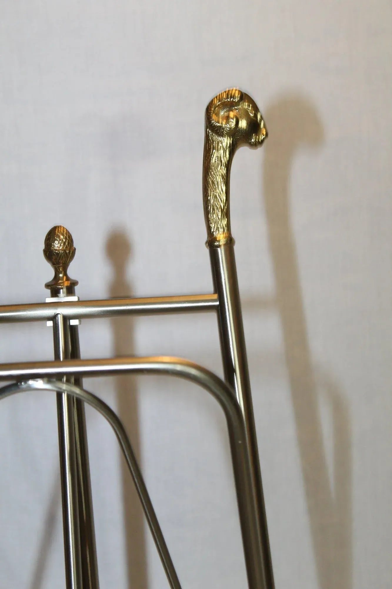 Mid 20th Century Maison Jansen Style Italian Vintage Steel & Brass Magazine Rack With Rams Head - 5