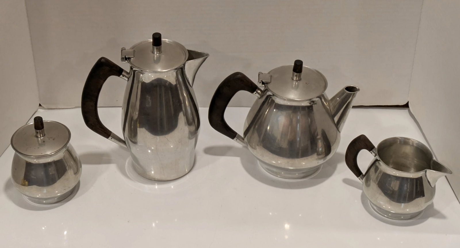 1950s Fred Dodson Pewter Coffee and Tea Service Mid Century Craft- 4 Pieces - 2